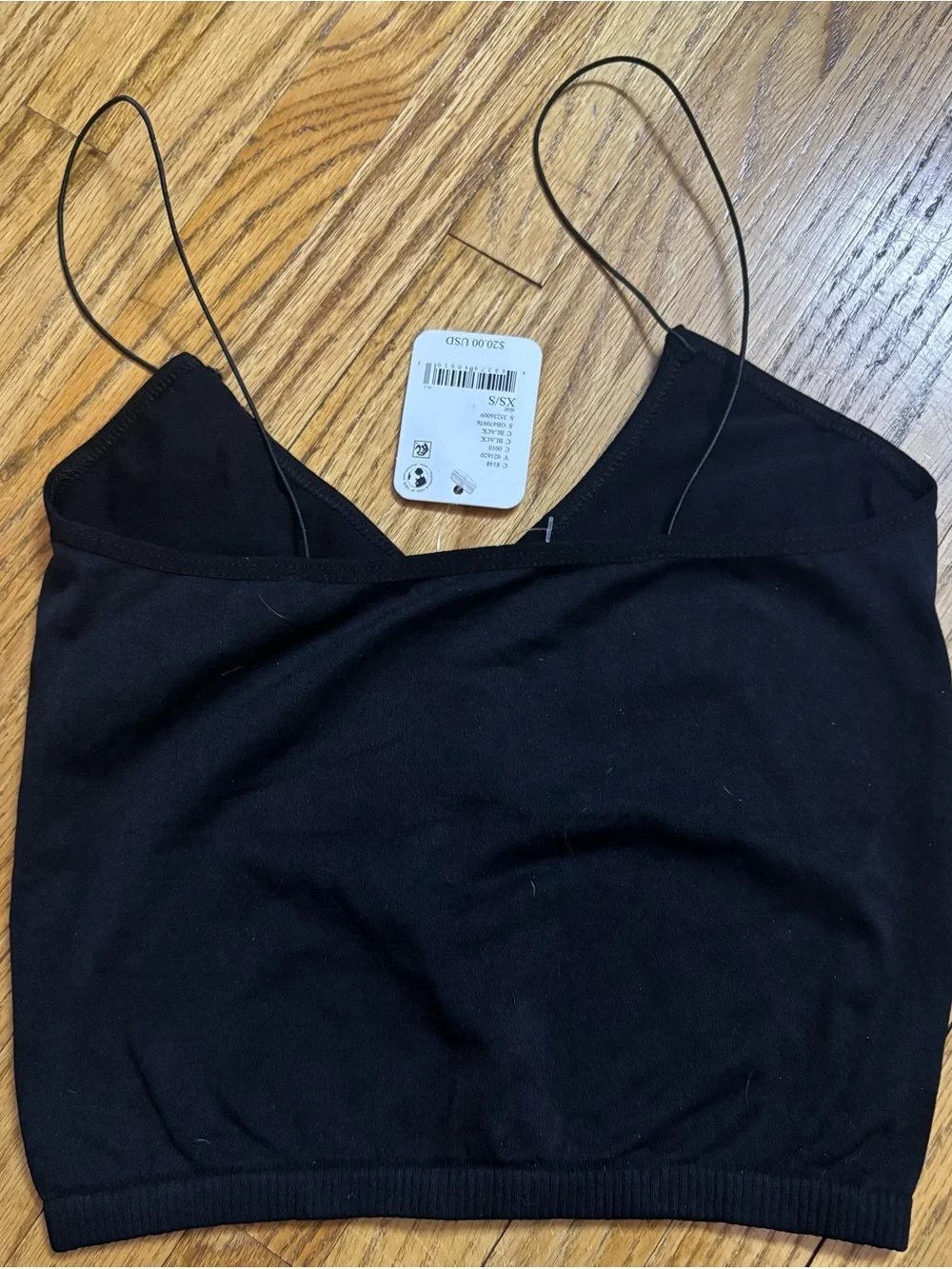Free People Black Women's Spaghetti Strap Crop Tank Top